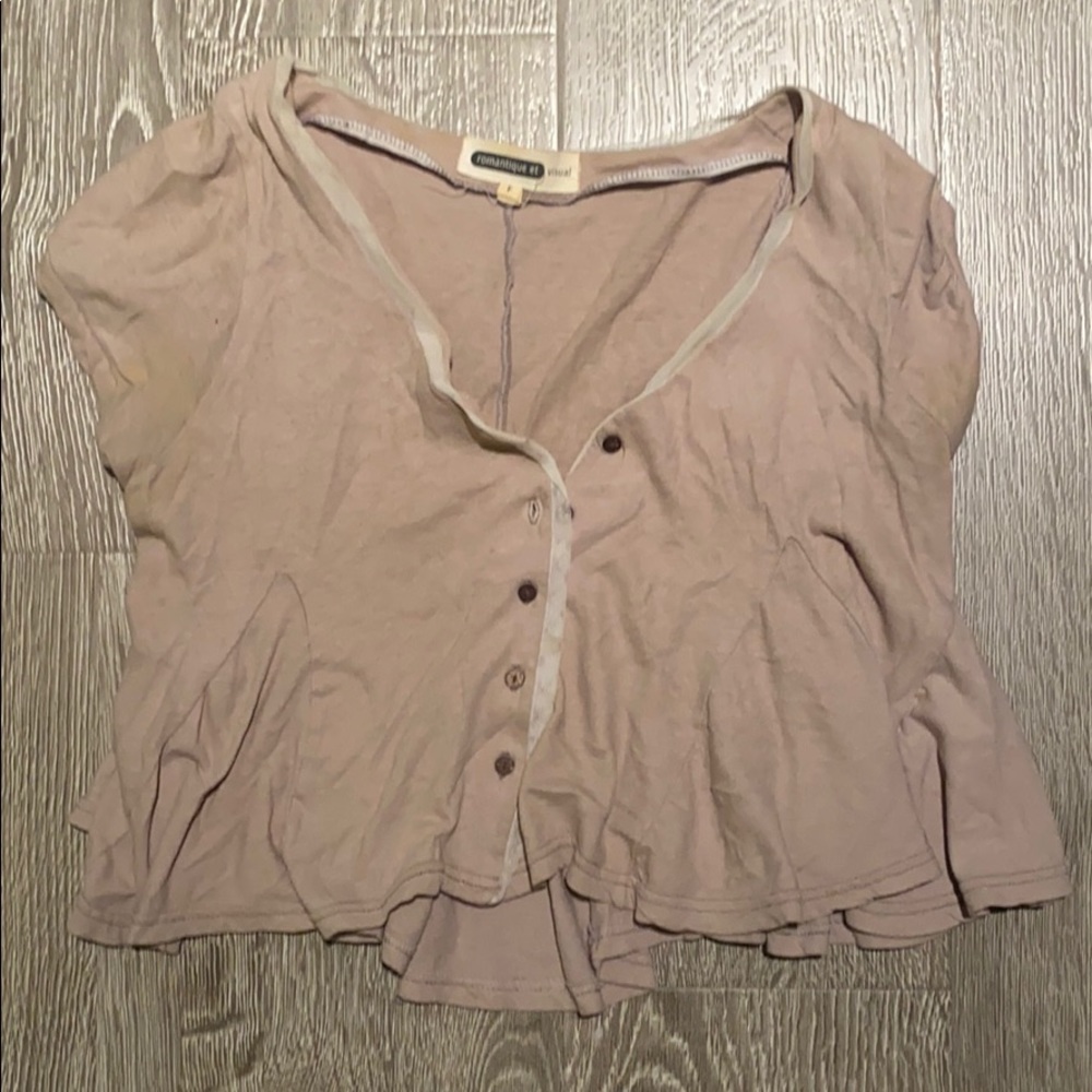 Cropped light brown with flare detail
